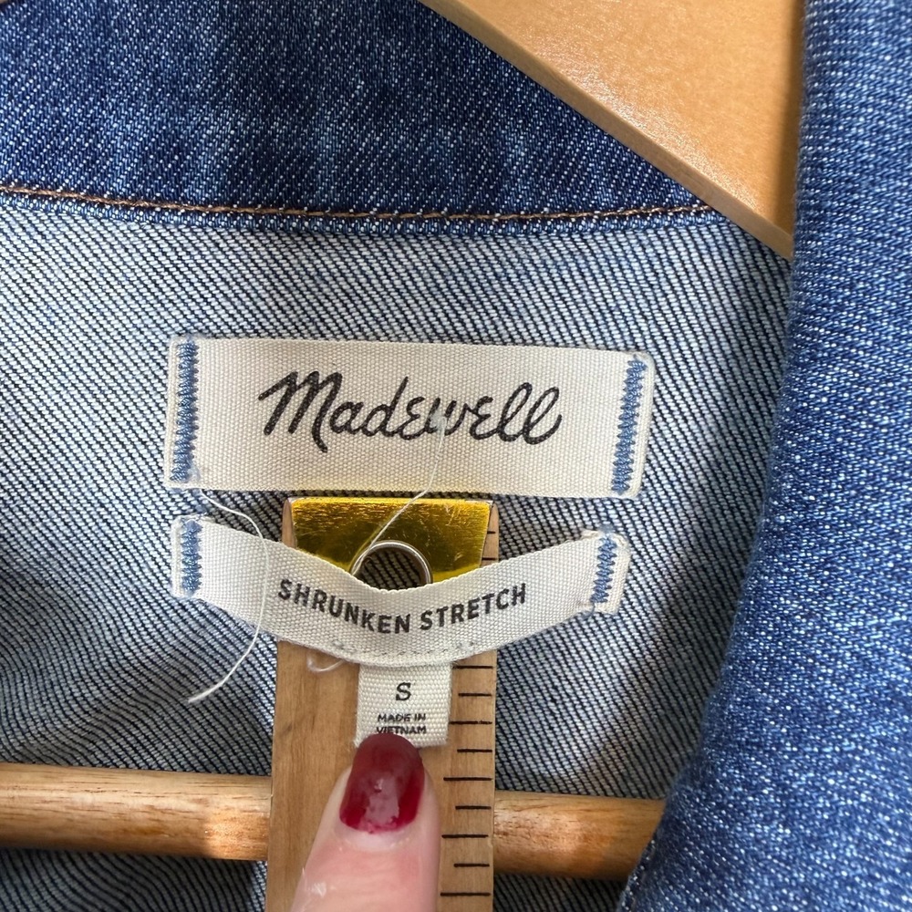 Madewell Shrunken Stretch Denim Jacket Women's Small Blue Jean Trucker Coat - Picture 4 of 10